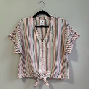 Gap Striped Short Sleeve Button Down (size L)